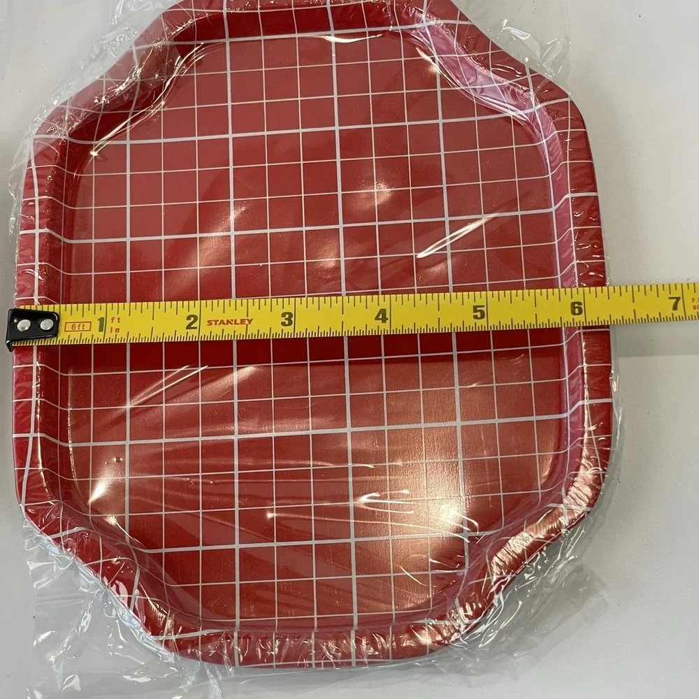Action Industries,  Inc. Designs Vintage Squared Red Tin Trinket Trays  Set 1986